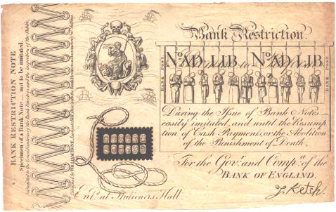 The note 'signed' by J. Ketch, the traditional name of the hangman.