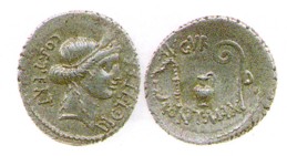 Julius Caesar - Ar Denarius 46BC